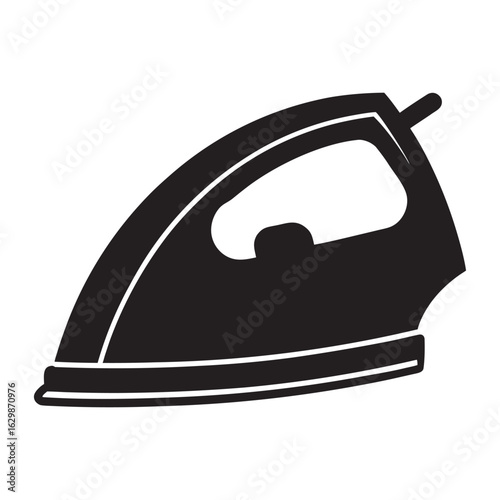 Clean silhouette icon of an electric iron perfect for household appliance or cleaning service branding