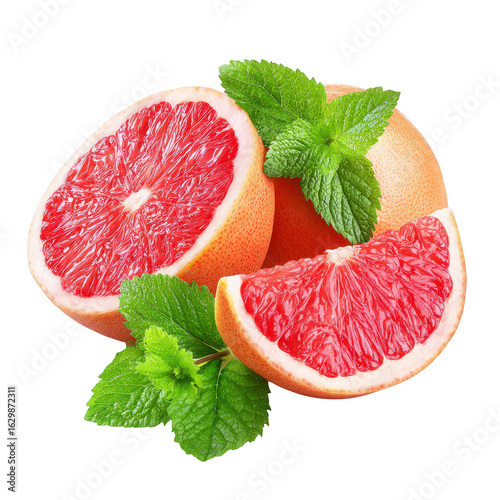 Fresh grapefruit slices with mint leaves (1)