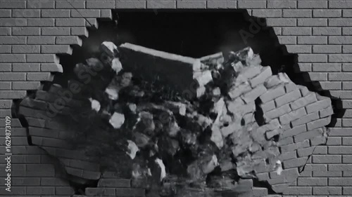 Cracking and Breaking Brick Wall - Destruction Effect 4k video