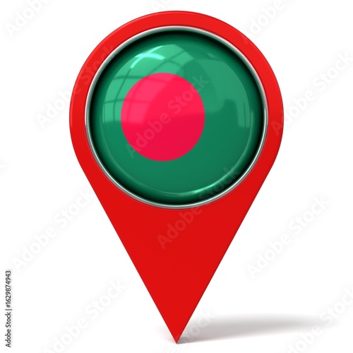 Free Download Bangladesh - location pin with flag - 3D illustration - GFXLoad