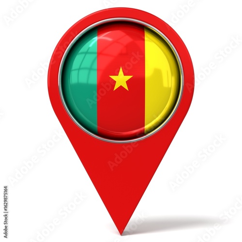 Cameroon - location pin with flag - 3D illustration Free Download Cameroon - location pin with flag - 3D illustration - GFXLoad