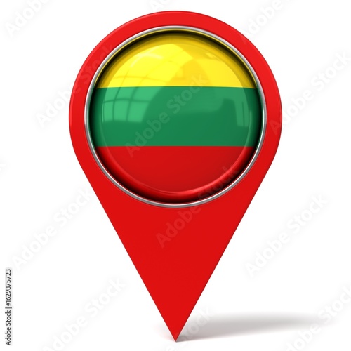Free Download Lithuania - location pin with flag - 3D illustration - GFXLoad