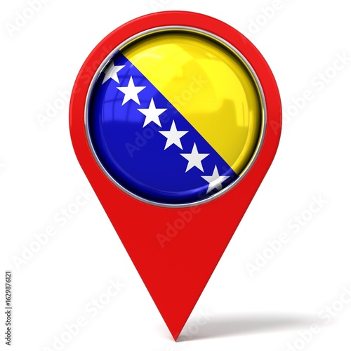 Free Download Bosnia and Herzegovina - location pin with flag - 3D illustration - GFXLoad