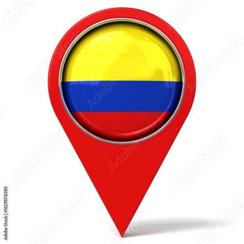Free Download Colombia - location pin with flag - 3D illustration - GFXLoad