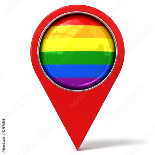 Free Download Location pin with rainbow flag - 3D illustration - GFXLoad