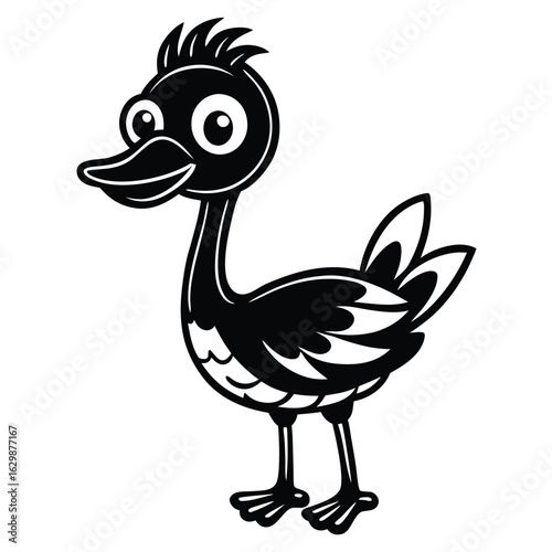 Wading bird with long beak isolated on white background