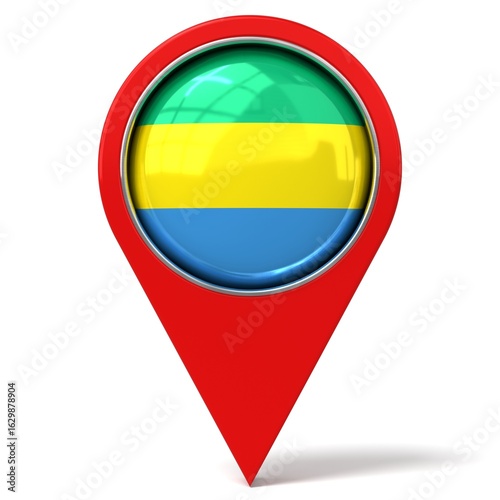Free Download Gabon - location pin with flag - 3D illustration - GFXLoad