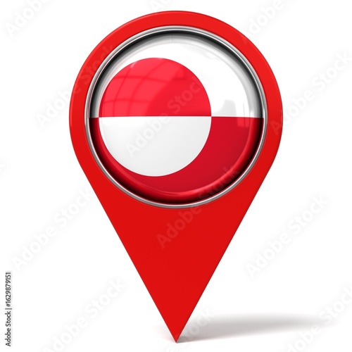 Free Download Greenland - location pin with flag - 3D illustration - GFXLoad