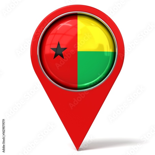 Free Download Guinea Bissau - location pin with flag - 3D illustration - GFXLoad