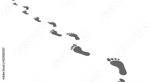 Following Footsteps: Track Trail on a White Background for Directional Concept