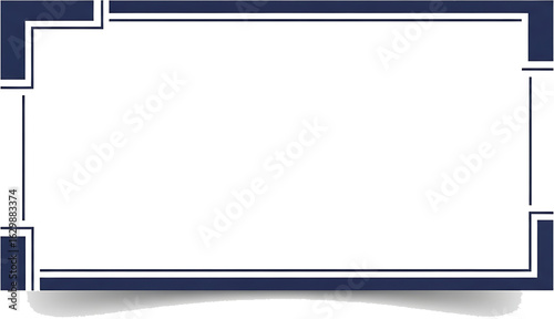 Elegant Navy Blue Frame with Shadow and White Background.
