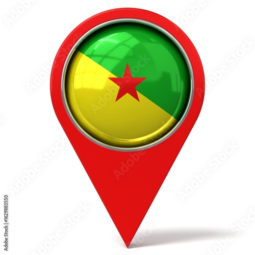 Free Download French Guiana - location pin with flag - 3D illustration - GFXLoad