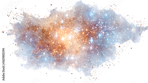 Galaxy star cluster in vivid colors, isolated on white