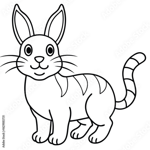 Striped cat isolated on white background, cartoon style illustration
