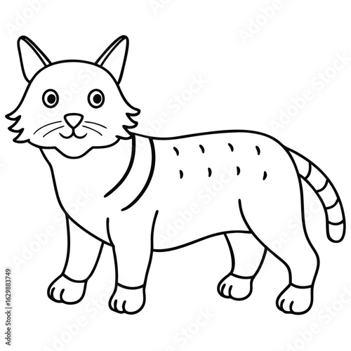 Striped cat isolated on white background, cartoon style illustration