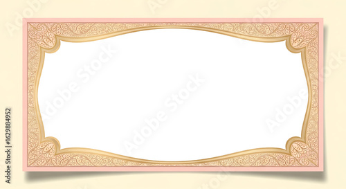 Elegant Rectangular Frame with Ornate Floral Pattern and Gold Accents.