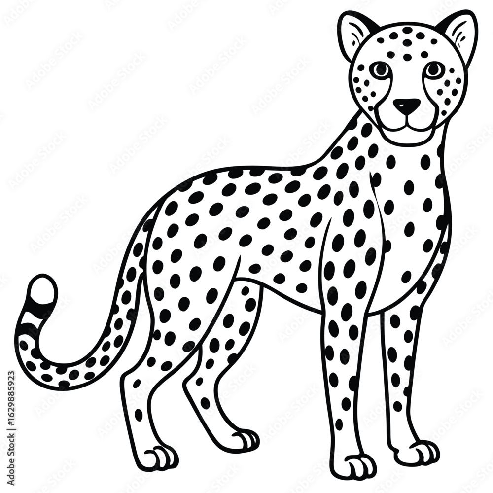 Naklejka premium Cartoon cheetah isolated on white background illustration
