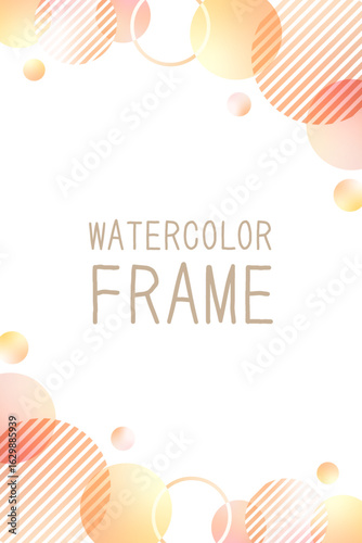 ポップでかわいい、秋色の水彩背景素材 ( フレーム　見出し　タイトル　チラシ　秋　紅葉　背景 )