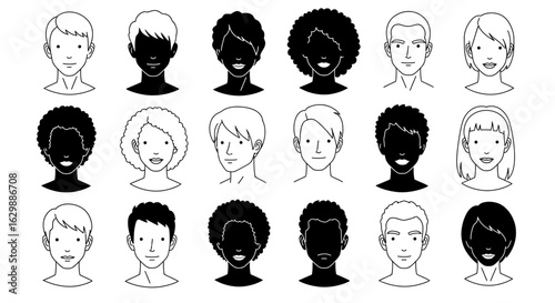 Diverse Faces Vector Illustration: Seamless Pattern of People with Different Ethnicities