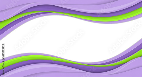 Flowing Abstract Waves of Purple and Green Layers.