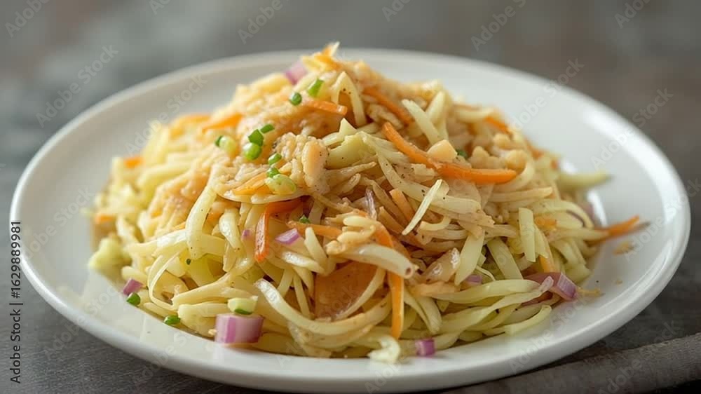 Cabbage Slaw served authentically on a plate
Cabbage Slaw served authentically on a plate