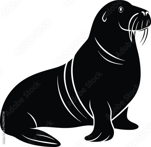 Walrus silhouette vector illustration.