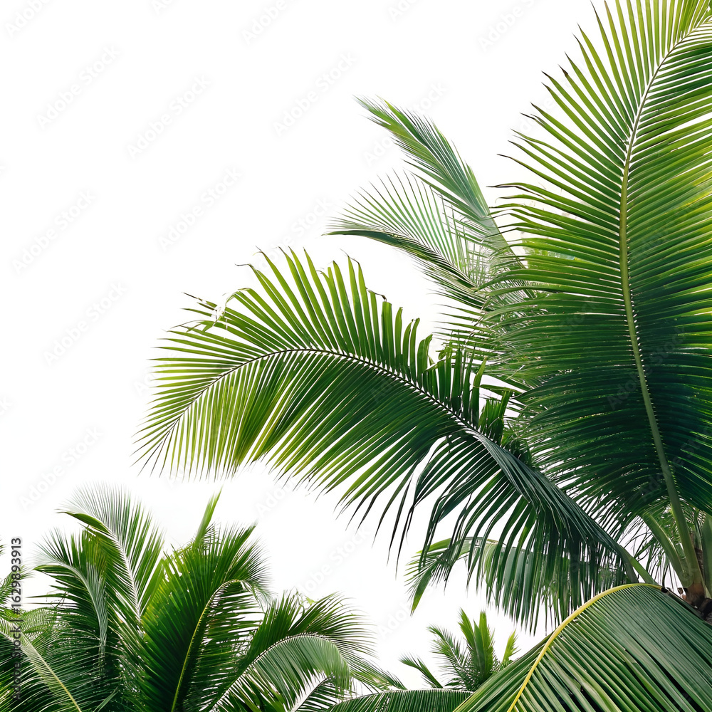 Fototapeta premium Tropical palm fronds with long, arching green leaves.