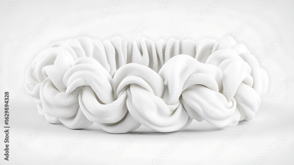 Obraz premium Braided White Scrunchie Elegant Hair Accessory Isolated on White Background.