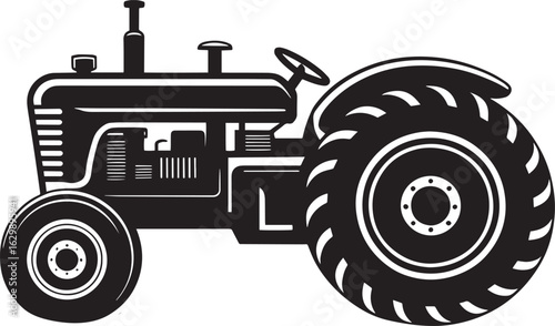 Agricultural Tractor Silhouette Vector Illustration Farm Vehicle Machinery Equipment Farming Transport