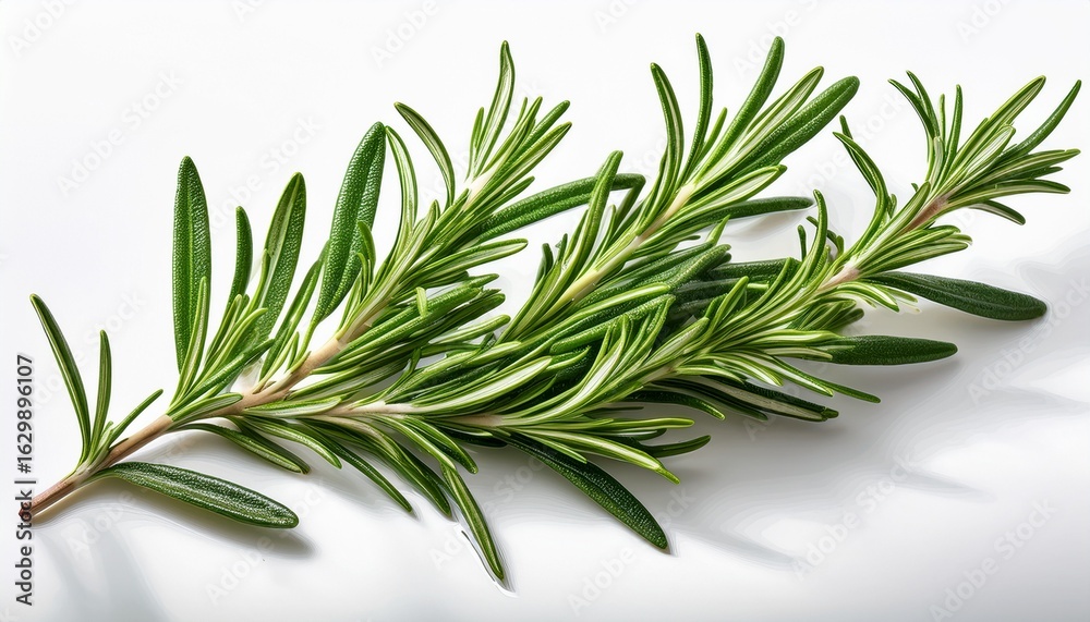 Fototapeta premium vibrant green rosemary sprig illustration on white