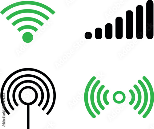 WiFi Signal Icon Set – Wireless Network Symbols 