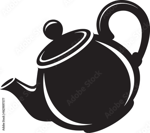 Classic Teapot Silhouette Beverage Container Kitchenware Tea Time Icon Hot Drink Preparation