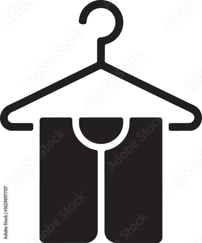 Clothes Hanger Icon Vector Illustration Black Silhouette Isolated on Transparent Background