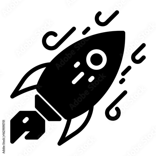 Rocket icon, glyph icon style