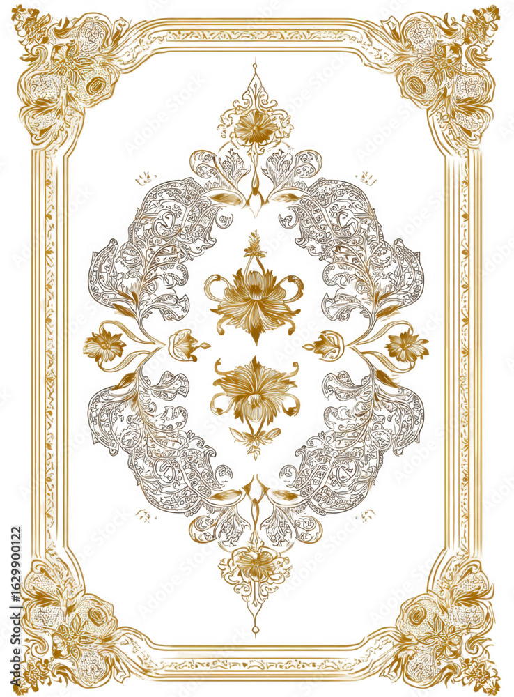 Obraz premium Ornate, framed decorative panel with detailed floral motifs