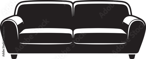 Elegant Two-Seater Sofa Silhouette Vector Illustration for Interior Design Projects and Furniture Catalogs
