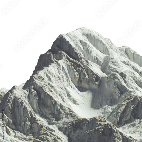 Snowy mountain peak, sharp ridge, icy slopes
