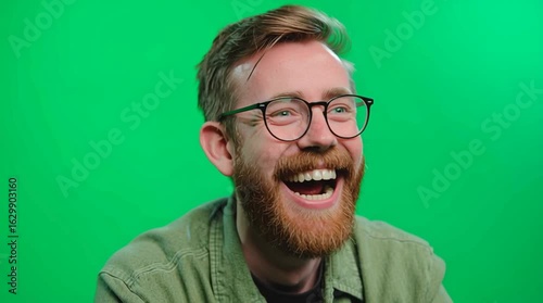 video  of senior man laughing green screen 