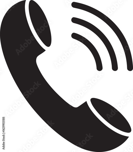 Ringing Telephone Handset Silhouette Communication Device Call Icon Contact Support Service