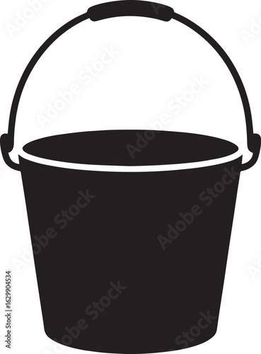 Silhouette of a Bucket Container for Water or Cleaning Supplies Icon Vector Illustration