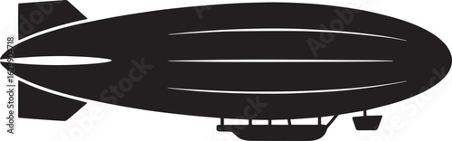 Silhouette of a Dirigible Airship Flying Through the Sky Transportation Icon Vector Illustration