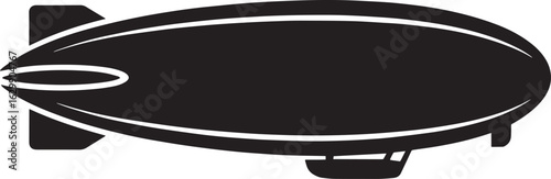 Silhouette of a Dirigible Airship Flying Through the Sky Transportation Icon Vector Illustration