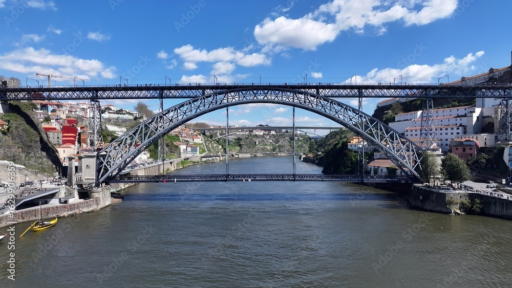 Fototapeta premium Porto Skyline In Porto Portugal. Modern City Center With Skyscrapers Reflecting The Urban Life. Deserted Skyline Heaven Amazing. Heaven Waterfront Shore. Porto Portugal.