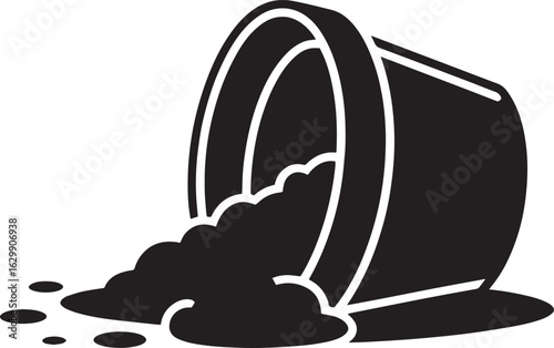 Spilled Bucket with Liquid Vector Illustration for Mess, Accident, and Design Projects