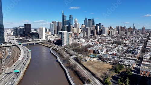 Schuylkill River Park In Philadelphia Pennsylvania United States. Bustling Downtown Cityscape With Modern Buildings. Metropole Landscape Company Building Vibrant. Metropole Corporate Town.