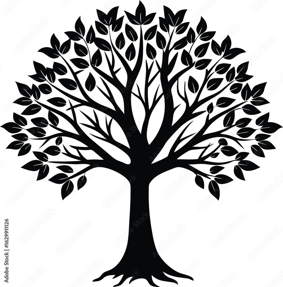 Fototapeta premium Stylized tree silhouette with detailed branches and trunk