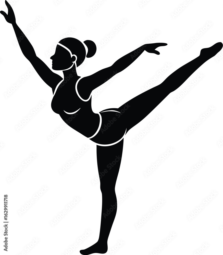 Obraz premium Dynamic female gymnast performing a powerful athletic pose in a clean silhouette design