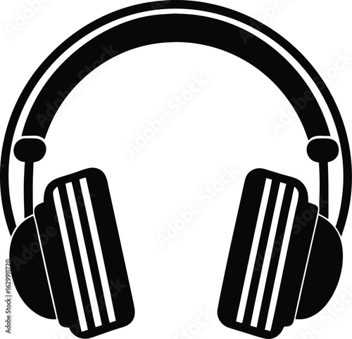 Modern high tech headphones with advanced noise cancellation technology presented in a sleek silhouette style for advertising