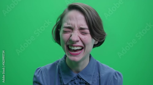 women shaking her head noooo  expressive and cry green screen 