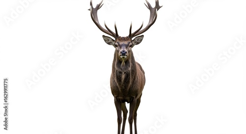 Imposante hert staat fier tegen heldere achtergrond. AI Generated
